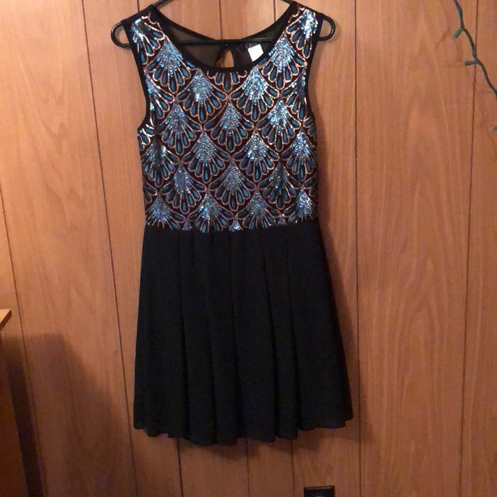 turquoise and gold sequin dress